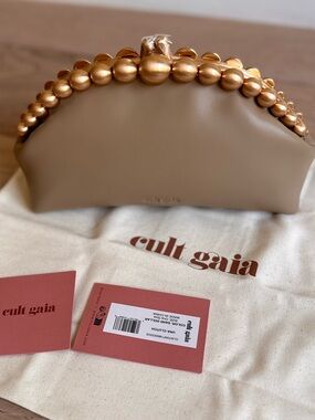 NEW | CULT GAIA UNA CLUTH - Sand Dollar Tan Gold Wedding Event Party